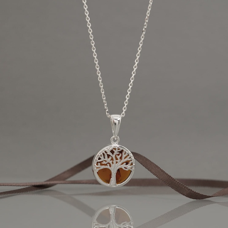 Drzewo życia naszyjnik z bursztynem
