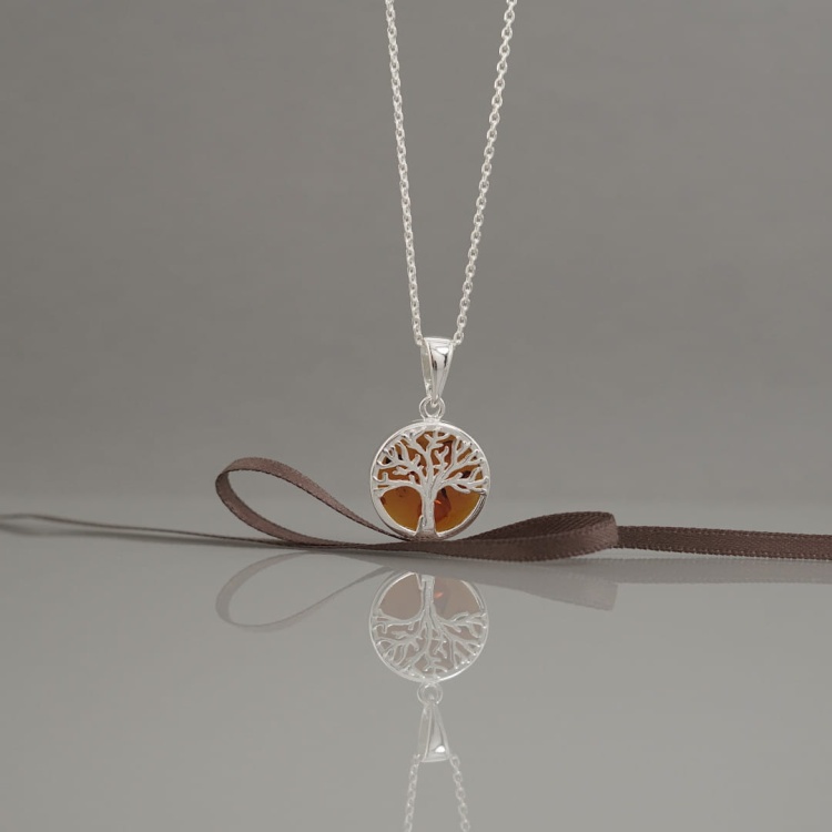 Drzewo życia naszyjnik z bursztynem