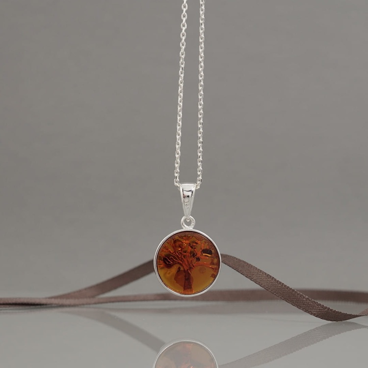 Drzewo życia naszyjnik z bursztynem