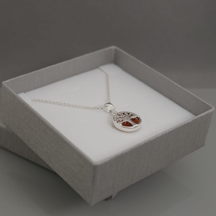 Drzewo życia naszyjnik z bursztynem