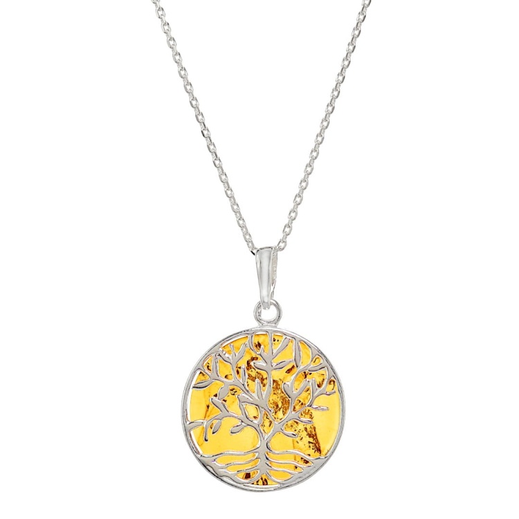 Naszyjnik Drzewo Życia z bursztynem