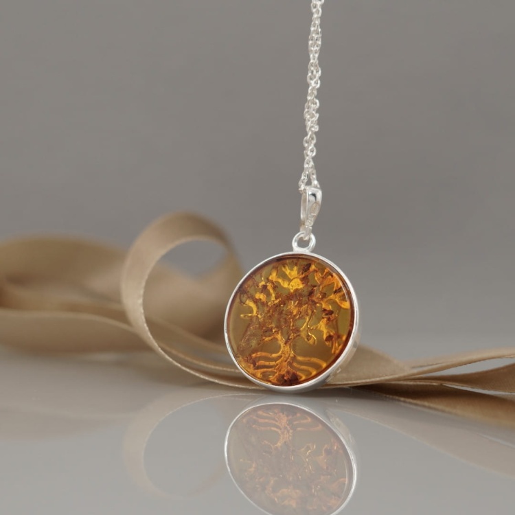 Naszyjnik Drzewo Życia z bursztynem