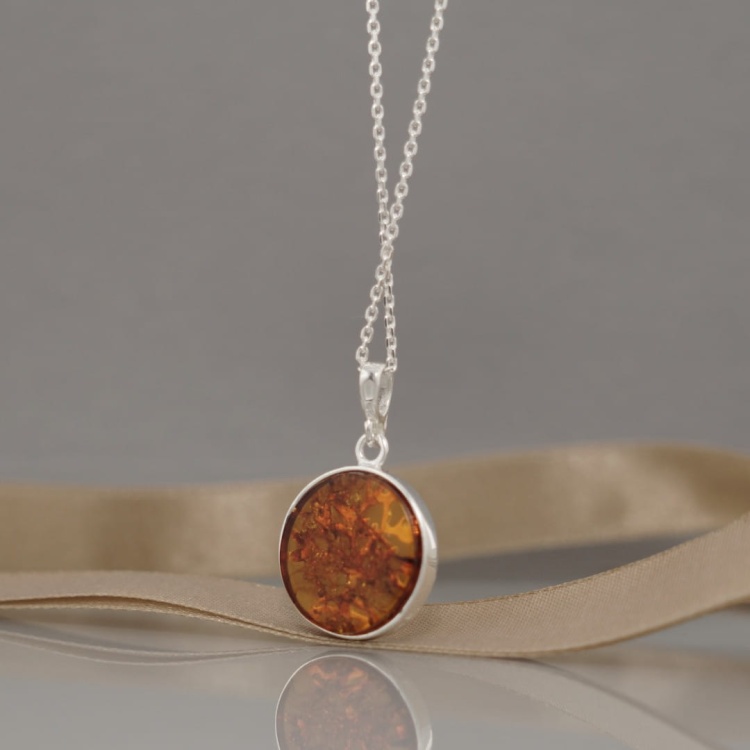 Wisiorek Drzewo Życia z bursztynem