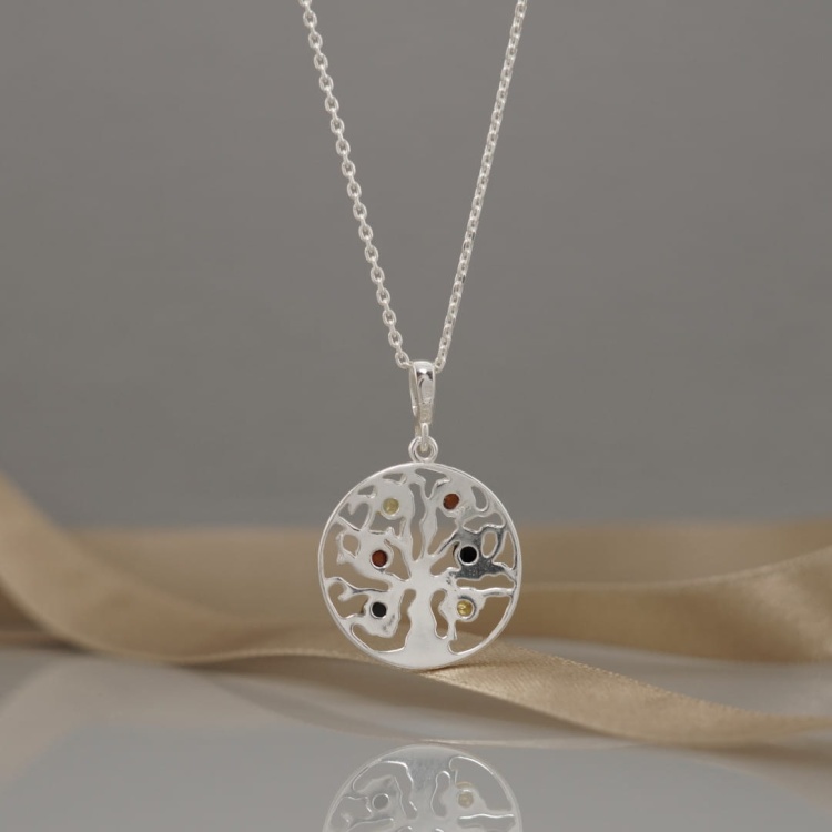 Wisiorek  Drzewo Życia z bursztynem