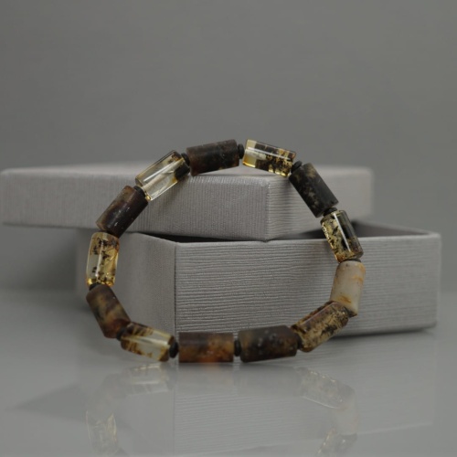 Bransoletka z czarnego bursztynu 17 cm