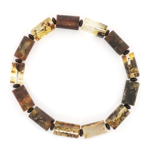 Bransoletka z czarnego bursztynu 19 cm