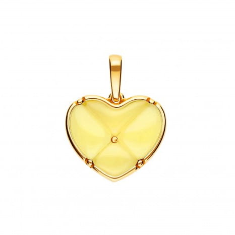 Bursztynowe serduszko wisiorek pozłacany