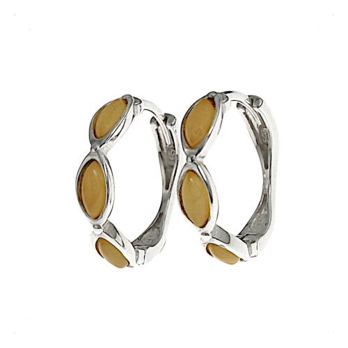 Kolczyki kółka z bursztynem