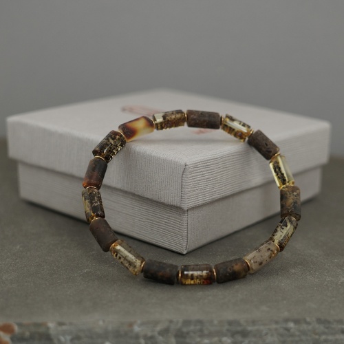 Bransoletka z czarnego bursztynu 18 cm