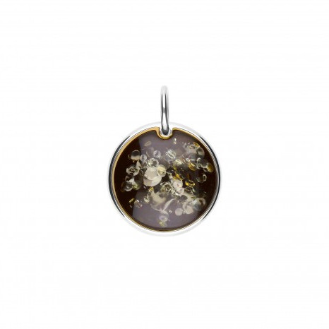 Wisiorek z zielonym  bursztynem monetka