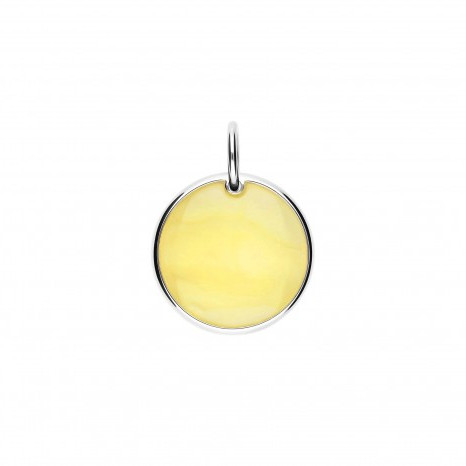 Wisiorek z mlecznym  bursztynem monetka