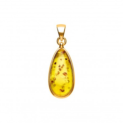 Wisiorek z bursztynem pozłacany