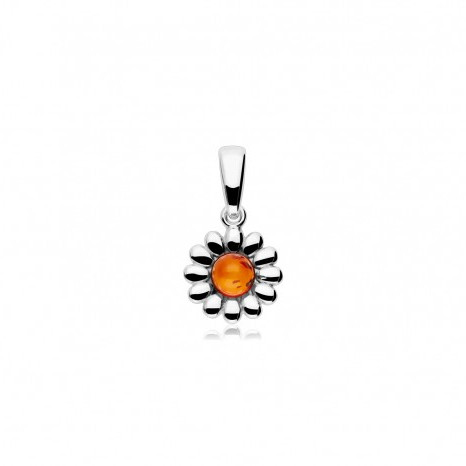 Wisiorek kwiatek z bursztynem