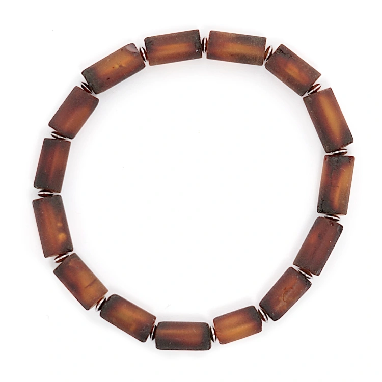 Bransoletka z ciemnego matowego  bursztynu 18 cm